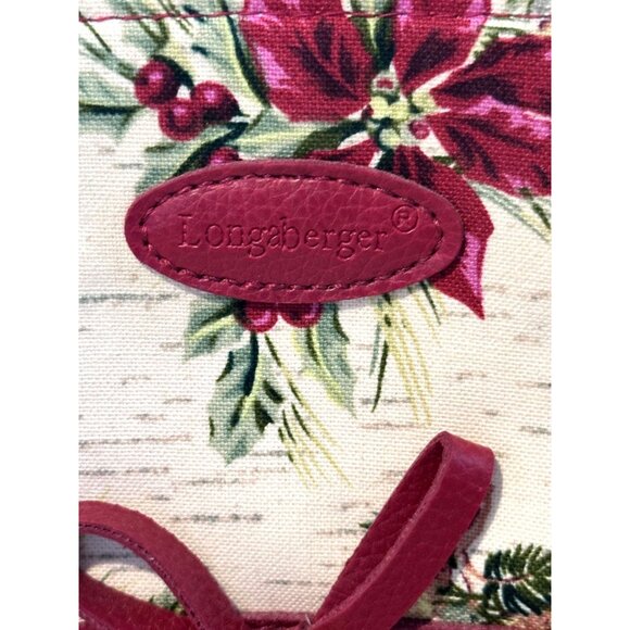 Longaberger Holiday Poinsettia Tote Bag Magnetic Handle Snap Closure Bow Accent - Picture 5 of 10